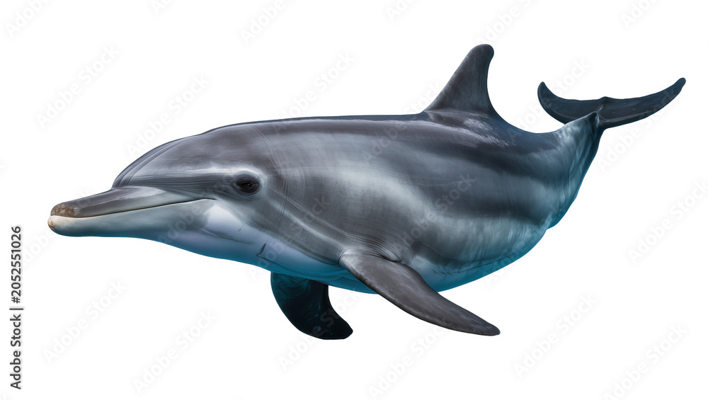 Fototapeta premium Gray dolphin swimming with smooth skin and fins