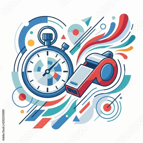 Football Halftime Timer Minimalist Vector Art