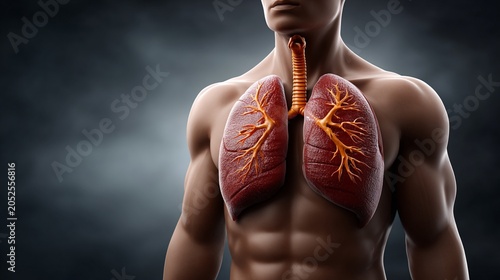 Digital human respiratory system with lungs and bronchial tubes