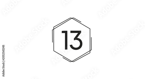 Simple black and white number thirteen.