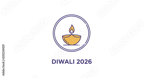 Diwali festival celebration logo with lamp.