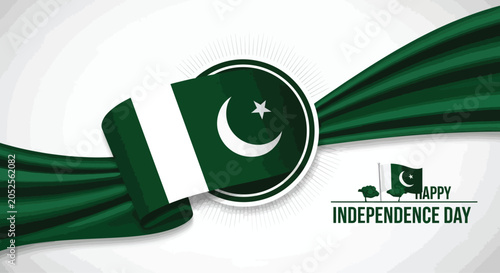 Pakistan Flag Ribbon Happy Independence Day Celebrations
