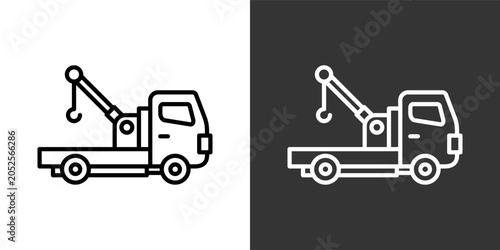 Photos Tow Truck Black And White Icon Set Collection Pack Vector Illustration
