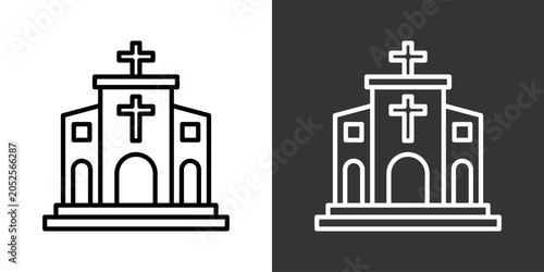Church Black And White Icon Set Collection Pack Vector Illustration