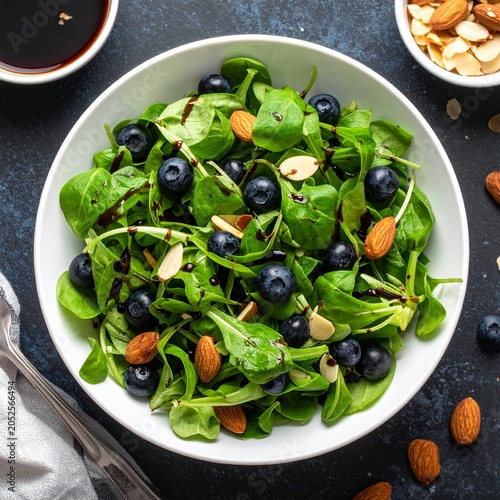 Feldsalat mit Blaubeeren und Mandeln