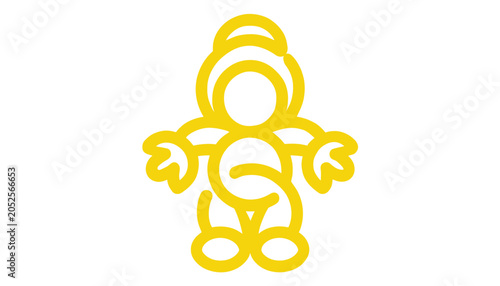 Yellow Astronaut Icon - Simple Line Art, Space Exploration Symbol
