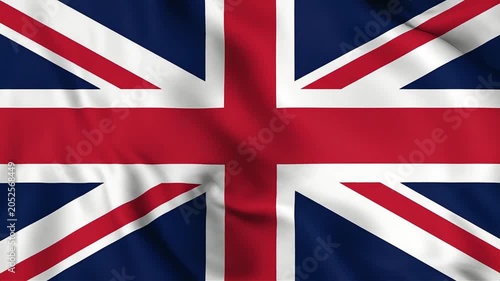 United Kingdom flag waves steadily to represent historical power and tradition.