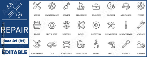 Billede på lærred Repair icon set