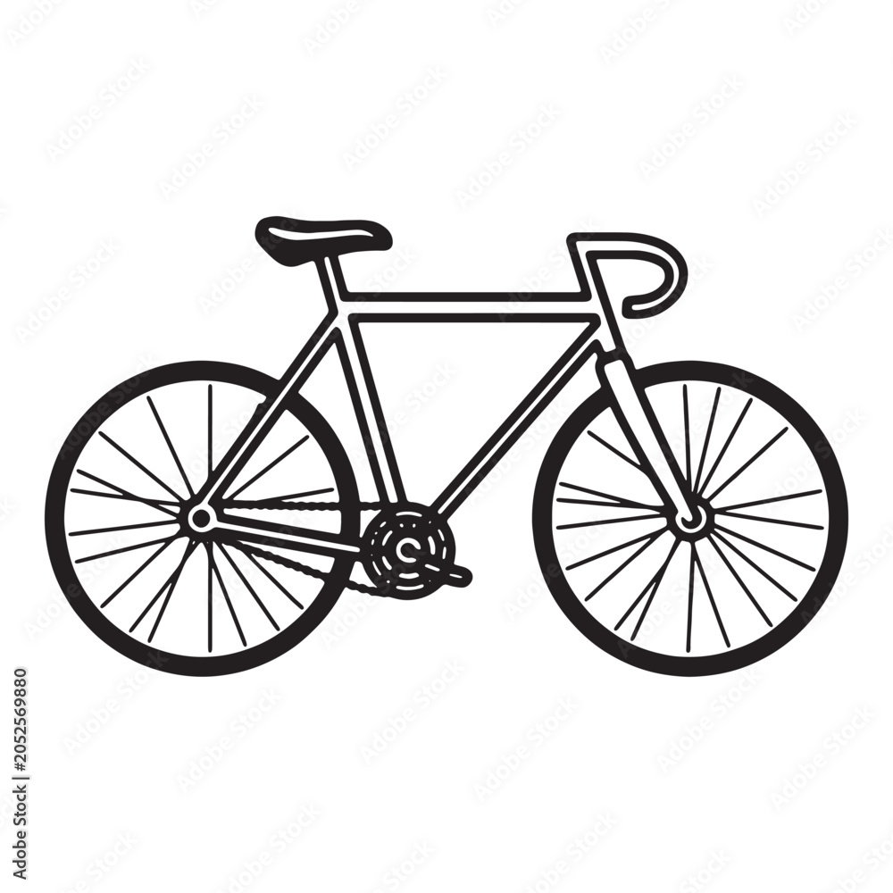 Obraz premium Minimalist road bicycle outline icon for eco friendly transportation