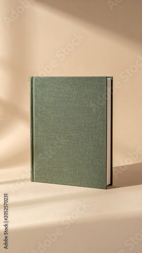 A Single Blank Linen Hardcover Book in a Muted Olive Green Color