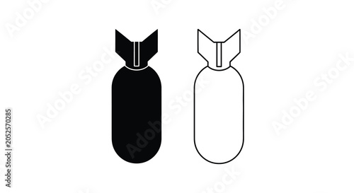 Obraz na plátne Bomb Silhouette With Fins In Black And White Minimalist Design Silhouette