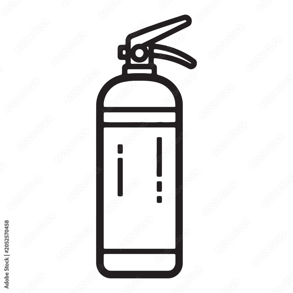 Obraz premium Minimalist fire extinguisher outline icon for safety awareness