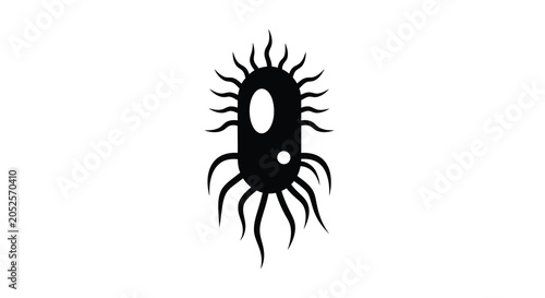 Obraz na plátně Black silhouette of a stylized amoeba with radiating filaments silhouette