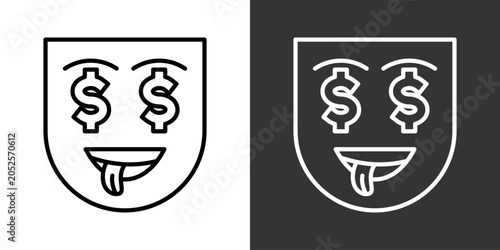 Fotografía Greed Black And White Icon Set Collection Pack Vector Illustration