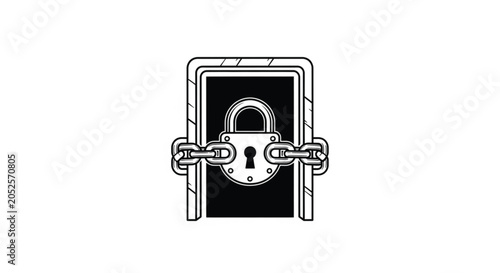 Secure locked door with chain.