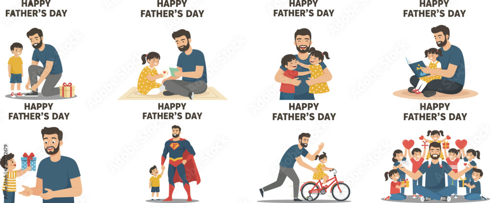 Fototapeta premium Father and Son Celebrating Father's Day, Diverse Family Moments, Copy Space Left