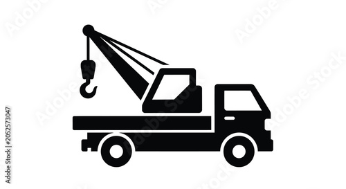 Foto Tow truck with hook black silhouette towtruck