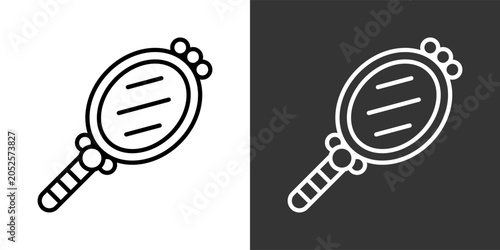 Foto Magic Mirror Black And White Icon Set Collection Pack Vector Illustration