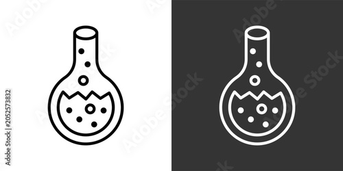 Fotografía Flask Black And White Icon Set Collection Pack Vector Illustration