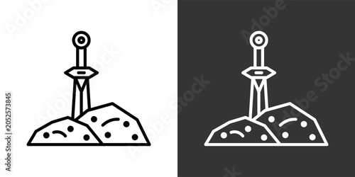 фотографія Excalibur Black And White Icon Set Collection Pack Vector Illustration
