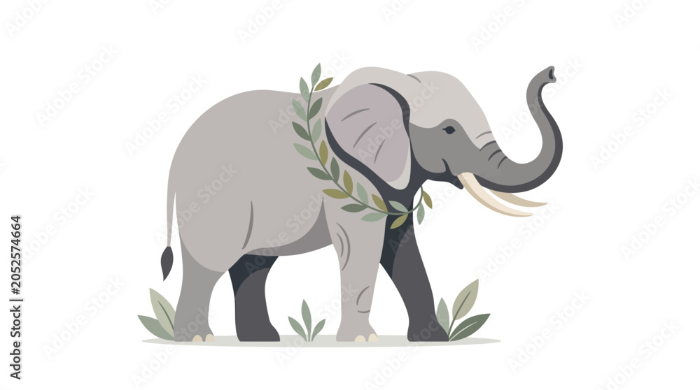 Fototapeta premium Stylized Elephant with Laurel Wreath