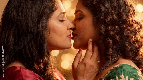 Intimate Romantic Moment Between Couple Tender Expressions Loving Connection Warm Ambient Lighting Cultural Elegance