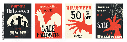 Quadro em tela A collection of four vector Halloween promotional banners and posters