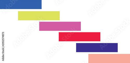 Quadro su tela Rectangles arranged in a descending diagonal pattern create a colorful abstract composition on a white background