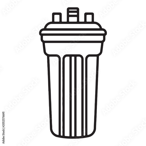 Modern water filter cartridge icon with ridged body and dual outlet caps for clean water systems