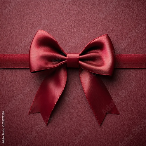 Elegant Red Satin Bow Tied Around Matching Ribbon on Textured Background