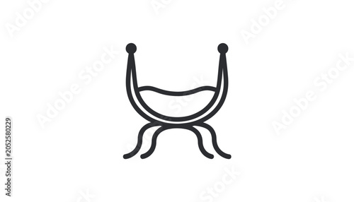 Foto Ancient Roman Curule Chair Icon Vector Illustration, Symbol of Power and Authori