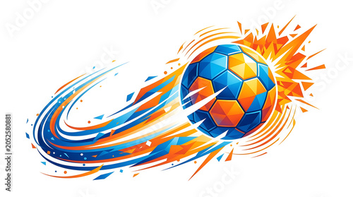 An illustration of a black and white leather soccer ball designed as a burning sphere with flames, symbolizing the intense spirit of the sport and team competition