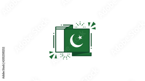 Fotografía Stylized Pakistan Flag Icon in Modern Green Graphic Design
