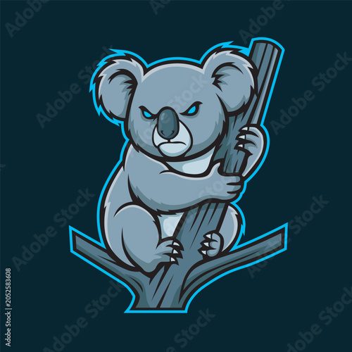 Photography koala mascot logo vector design template simple and clean