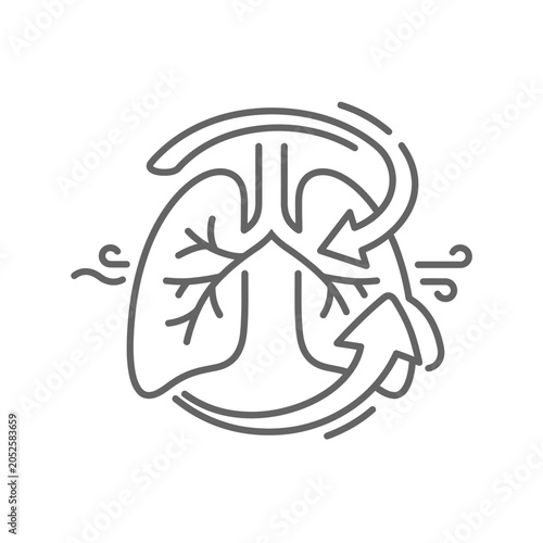 Cuadro en lienzo Lung anatomy with inhaling exhaling air.