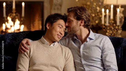 Intimate Couple Sharing Warm Moments Cozy Setting Affirming Connection Relaxed Mood Tender Interaction