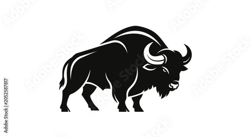 Konstfotografi Black Bison Silhouette Side View.