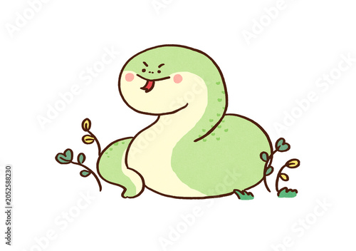 Bild auf Leinwand Snake smirking and sticking out its tongue in the grass, snake in the grass or h