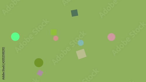 Gentle geometric shapes float across a soft green background with subtle lighting shifts