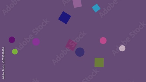 Geometric shapes floating in a seamless motion against a purple background