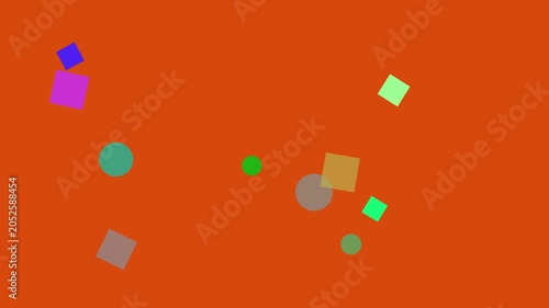 Geometric Shapes Floating in Abstract Orange and Black Stripes with Subtle Movement