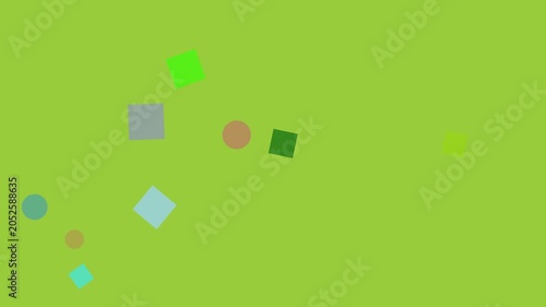 Green Stripes with Falling Geometric Shapes during Soft Natural Light