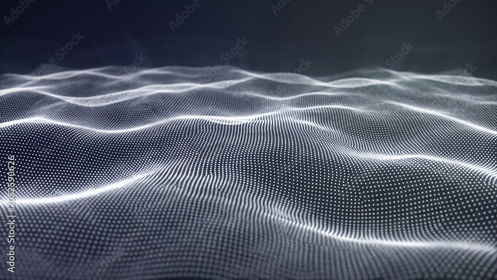 Naklejka premium Abstract digital wave pattern with glowing lines.