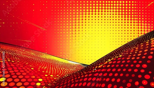 Colorful Digital Grid Pattern with Red and Yellow Gradient.
