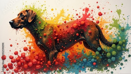 Abstract Dog Profile with Colorful Acrylic Splashes