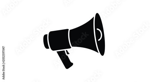 Obraz na plátne Classic Black Megaphone Icon For Announcements And Communication.