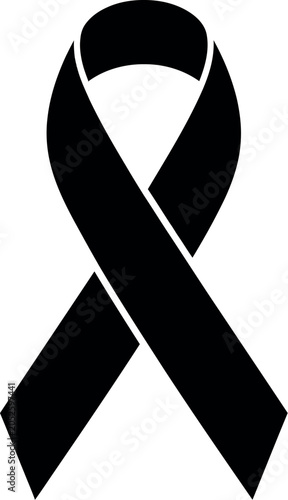 Black Awareness Ribbon Symbol Mourning Memorial Support Icon