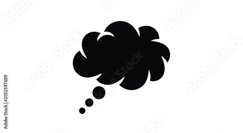 Black Silhouette Of A Thought Bubble Icon.