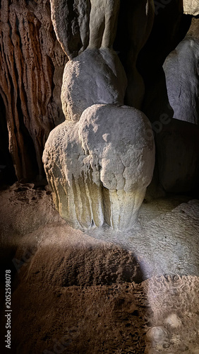 Detailed View of Textured Limestone Flowstone on Cave Floor