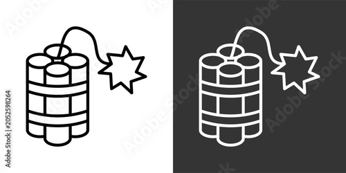 Quadro su tela Dynamite White And Black Icon Set Collection Pack Vector Illustration